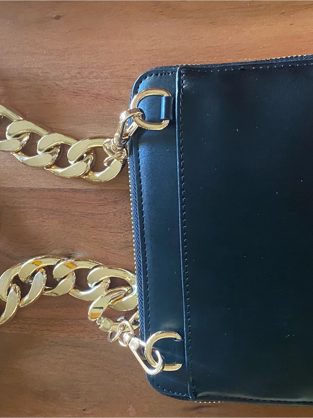 Black Women's Chain-Handle Crossbody Bag - Gold Hardware - Picture 2 of 5